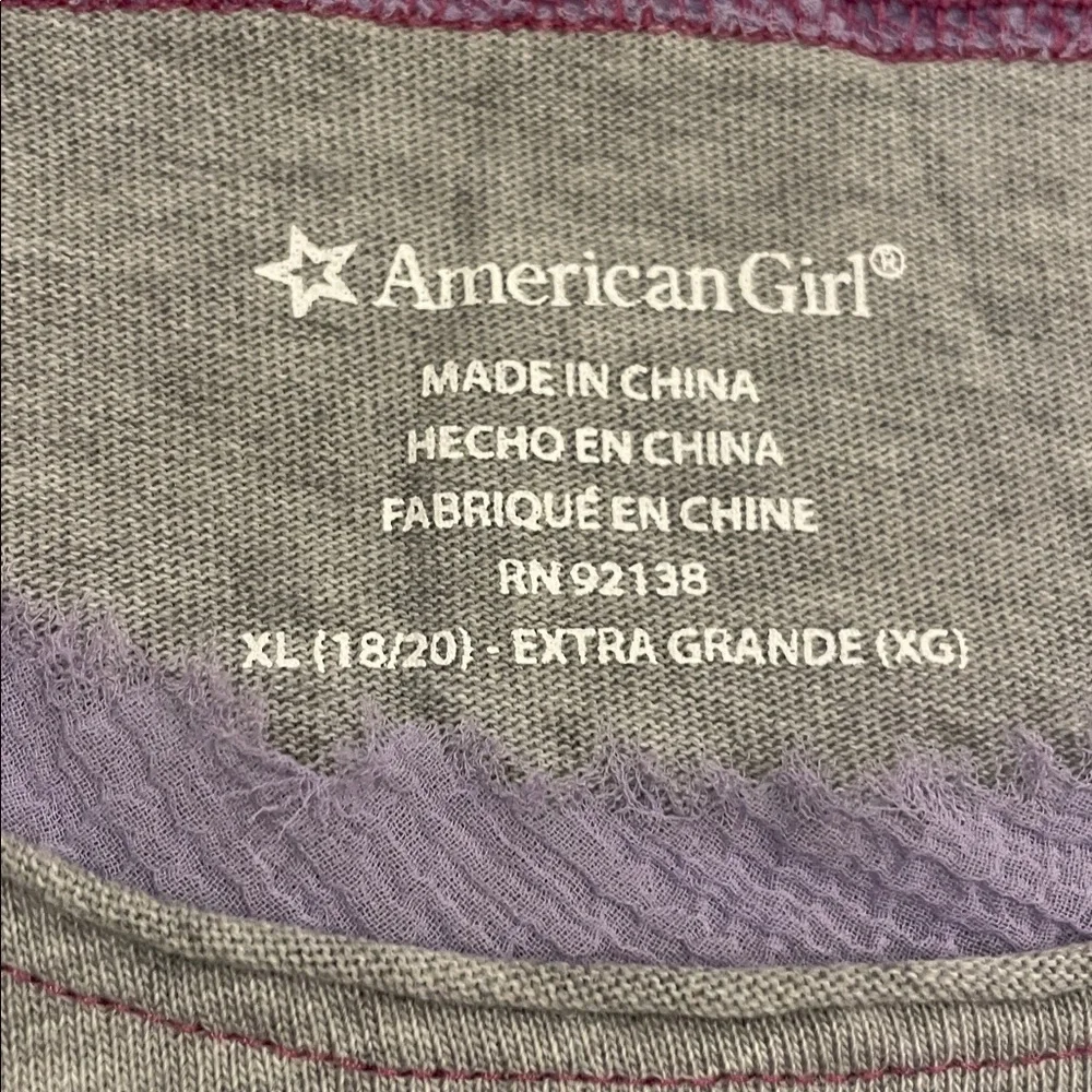 American Girl Gray and Purple Dog Tee